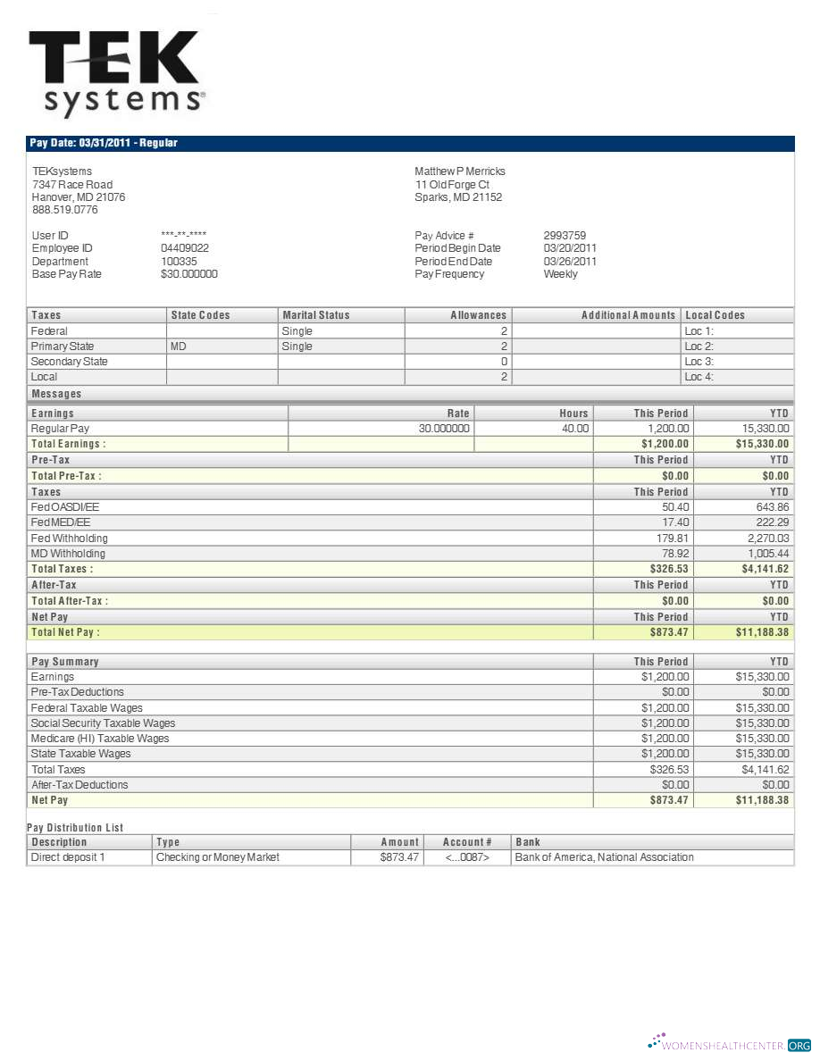 Download TEKsystems pay stub template in Word and PDF formats.pdf, 1 Photoshop template